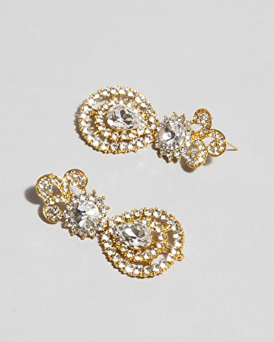 Bindhani Gold Toned Rhinestone Small Head Piece Maang Tikka With Earrings For Women #TOP3