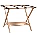 Household Essentials 2127-1 Folding Luggage Rack with Lower Storage Shelf | Bamboo Frame with Black Straps