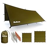 WildVenture Rain Fly Tent Tarp - Waterproof Lightweight Survival Gear Shelter for Camping, Hiking, Backpacking, Hammock, and Outdoor Living - 9.8' x 9.3'