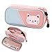 Produktbild iSuperb Cat Federmäppchen Studenten Mäppchen Schlamperbox, Schuletui, Schulmäppchen, Pencil Case, Mäppchen teenager mädchen Office Stifthalter Organizer Stationäre Tasche für Mädchen (Pink und Blau)