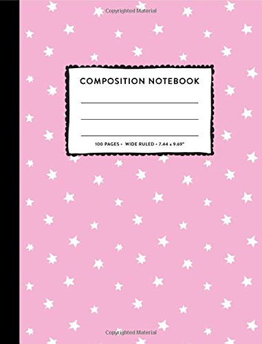 Composition Notebook Wide Ruled: Pretty Pink Tiny Stars Twinkle Print SOFT Cover Copy Book Cute Marble Kids Girls Back To School Supplies, Elementary Student Teacher Lined Journal Notebook, 100 Pages