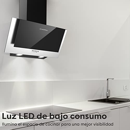 CIARRA-CBCB6736C-Campana-Extractora-60cm-de-Cocina-350mh-3-Velocidades-de-Potencia-Recirculacion-Interna-por-Filtro-de-Carbono-de-Bajo-Consumo-Cristal-y-Acero-inoxidable