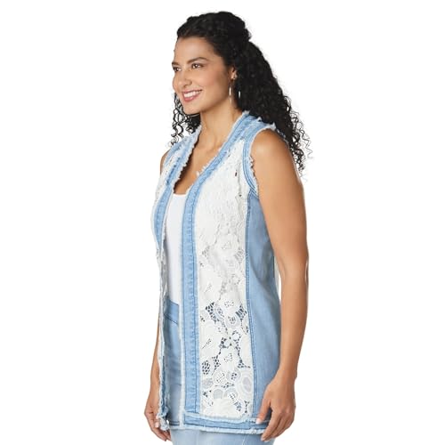 Masseys Womens Lace Denim Vest2