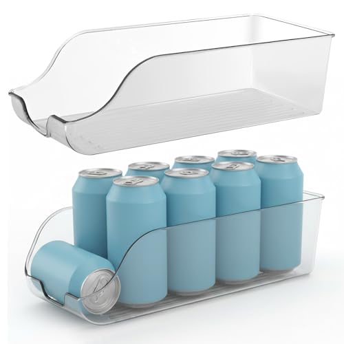 NYHWBI 2 PCS Food and Drink Can Organizer Fridge Can Dispenser Automatic PET Transparent Fridge Organisers Self Fridge Storage for Storage and Organization