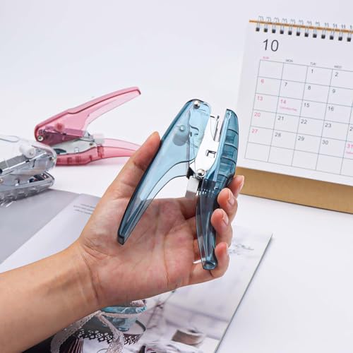 NatSumeBasics Plier Effortless Stapler & 1000 Rose Gold Staples, Clear Blue Handheld Stapler 25 Sheets Capacity Heavy Duty Manual Staplers for Office Accessories Supplies (Blue)
