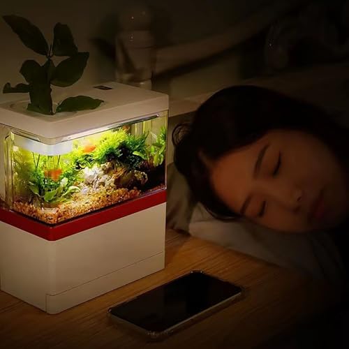 ノーブランド品 水槽 小型 フルセット アクアリウム メダカ飼育水槽 静音 USB式で省エネ LEDライト付 底部濾過システム搭載 フィルター付 卓上用 ベタ/金魚/熱帯魚 の商品画像 2