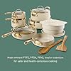 Bloomhouse - Two Time Oprah's Favorite Things Winner - 15 Piece Pots and Pans Heavy Duty Aluminum Premium PFA Free Ceramic Nonstick Cookware Set - Almond Cream w/Gold Handle #5