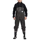 [100% wasserdicht]: Fly Fishing Waders-Stiefel Nylonverstärktes PVC-Obermaterial mit wasserdichtem Stiefelaufsatz und geklebten Nähten garantiert 100% wasserdichte Zuverlässigkeit. Die Verarbeitung des Wassereinbruchsschutzes hilft, Wasser und Schmutz an langen Tagen auf dem Wasser abzudichten.