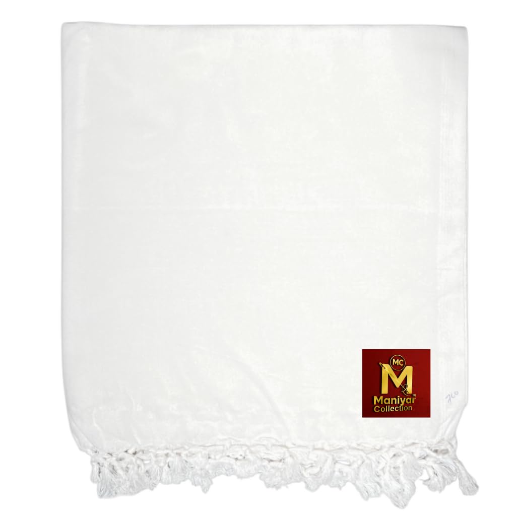 MANIYAR COLLECTION Bhagalpuri Dull Chadar – Portable Travel Blanket, Pure Cotton Everyday Solid Color Comforter – 240 × 135 cm (White)