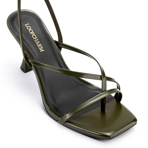 Image of Women's Strappy High Heels Sandals Square Open Toe Ankle Strap Slingback Thong Stilettos Shoes for Wedding