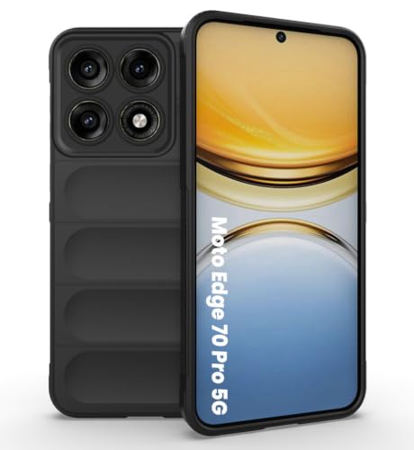 SESS XUSIVE Liquid Silicon Back Cover Case for Motorola Moto Edge 70 Pro 5G Shockproof Military Grade Protection with Shockproof 10X Bumpers for Moto Edge 70 Pro 5G - Black