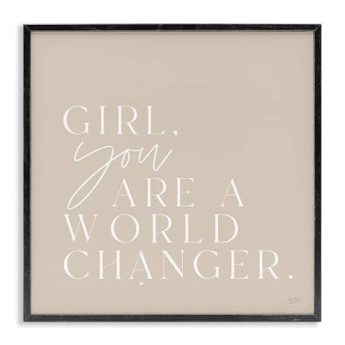 Girl Power World Changer Affirmation, 24 x 24 Inch Framed Giclée Print