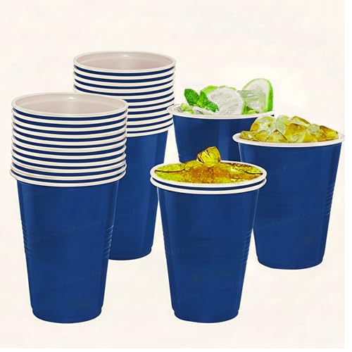 Image of FunBlast Party Drinking Glasses - 20 Pcs | 500 ML Reusable Beer Pong & Cocktail Cups | Leakproof, Strong & Durable Plastic Glass Set for Parties, Events & Celebrations (Blue)