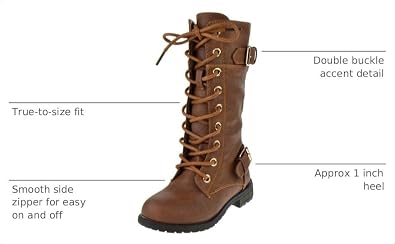 Forever Link Kid's Girls Knee High Lace Up Zipper Combat Riding Boots
