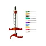  Jeringa de plástico reutilizable de 10 ml con aguja de acero inoxidable 14Ga 15Ga 16Ga 18Ga 19Ga 20Ga 21Ga 22Ga 23Ga 25Ga 27Ga 38mm. Jeringa de cocina, jeringa de ganado. Jeringas industriales.