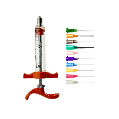 Seringue en plastique réutilisable de 10 ml avec aiguille en acier inoxydable 14Ga 15Ga 16Ga 18Ga 19Ga 20Ga 21Ga 22Ga 23Ga 25Ga 27Ga 38mm. Seringue de cuisine, seringue pour bétail Cover