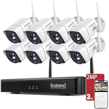 2026 New Firstrend WiFi Wireless Security Camera System, 8Ch NVR with 8 CCTV Bullet Cameras & 3TB HDD, No Monthly Fees, AI Human Detection, 2-Way Audio, IP66 Waterproof, H.265, 24/7 Recording