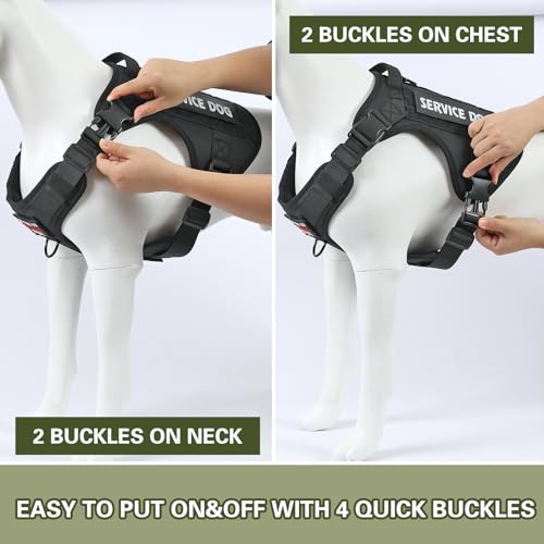 Belababy Tactical Anti Pull Dog Harness Small Medium Large, Adjustable Front Clip Service Dog Vest with Handle - Image 4