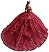 DXUOPL Pink 3D Flowers Quinceanera Dresses Lace Appliques Ball Gown Sparkly Tulle Quinceañera Dresses Luxury Sweetheart 15 Dress Off Shoulder Puffy Sweet 16 Dress Size 0