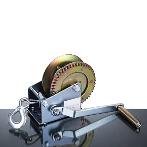 Cabrestantes manuales de servicio pesado de 1600 lb, cabrestantes de remolque de barco de 20 m (65 pies) para SUV, UTV, ATV, camiones, cabrestantes marinos, cabrestantes de trinquete de dos vías Cover