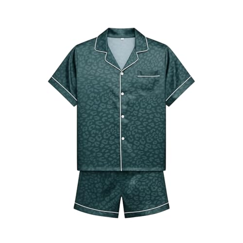 Pyjama homme satin ensemble de nuit manches courtes imprimé