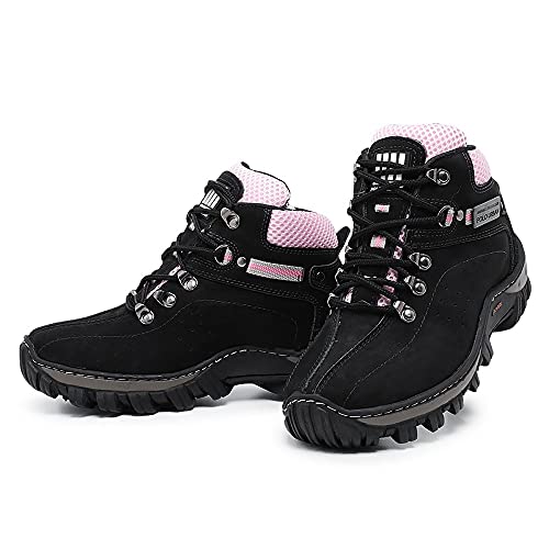 Bota Coturno Trekking Adventure Feminina Trilha Rapel Caminhada De Couro Tamanho:37;Cor:Preto;Gênero