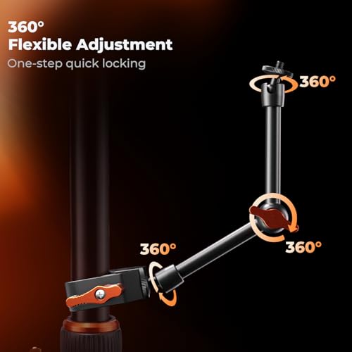 Image of K&F CONCEPT 9.8 inch Magic Arm Clamp Kit with 1 /4 inch & 3 /8 inch Thread Screw 360 Ball Heads Articulating Magic Arm Camera Mount for Monitor, Flash, LED Light, Microphone, Camera Cage, Action Camera