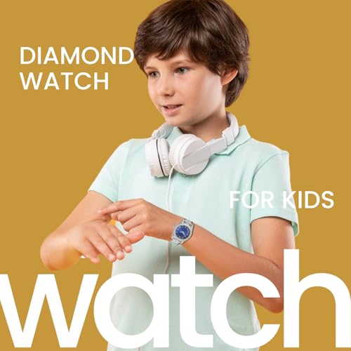 Gold Diamond Watch for Teen Boys - 37mm Roman Numerals Round Dial in Three Colors - 18K Real Gold/Platinum Plated 8" Strap - Includes Giftbox, Can Paired with Cuban Chain2