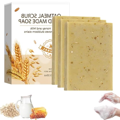 Jabón natural Nolvia, jabón orgánico, cuidado de lujo de doble acción, jabón vegetal hecho a mano con aceite de avena, pieza orgánica para pieles secas y sensibles, hidratación refrescante (3)