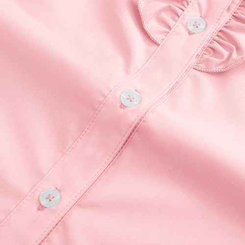 Image of Girls Short Sleeve Button Down Shirts Ruffle School Uniform Crop Tops Peter Pan Collar Plaid Blouse 4-13Y