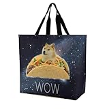 Yandier Galaxy Wow Doge Meme Bread Doge Shiba Large Totes Bag Women's Casual Purses Work Handbags Shopping Bag