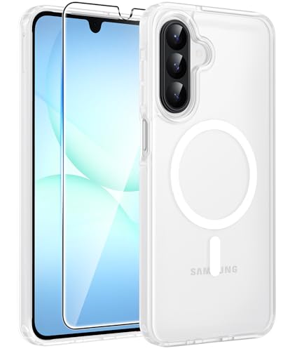 Image of FNTCASE for Galaxy A17 /A16 5G Phone Case: for Samsung A17 Cases [Compatible with Magsafe] [Screen Protector] Matte Translucent Military Grade Protection for Samsung A 17 & A 16 4G Cover - White