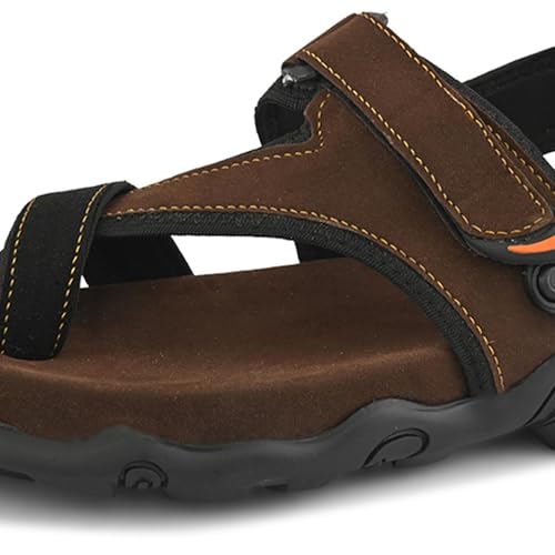 Image of Centrino Men's Sandals | Stylish Strap Sandal with Grip Insole | Adjustable Velcro Strap | Cushioned Footbed | Rubber Sole| Comfortable Casual Footwear for Office, Travel & Walking (9584)