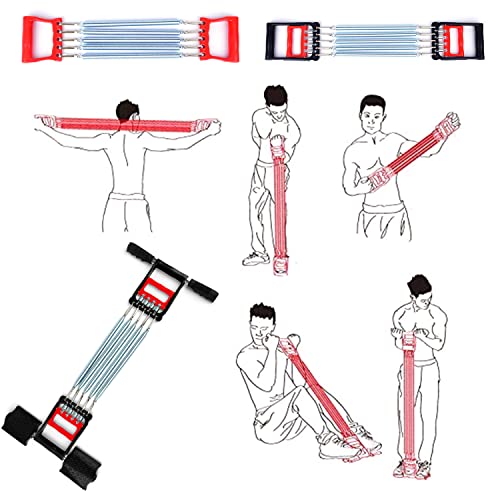 mewmewcat expansor de tórax,Barra de abdominais expansora de tórax com braço de mola 3 em 1 Treiname