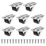 8 Pcs 1/2 Inch Mini Caster Wheels Self Adhesive Tiny Wheel Low Profile with Screws Little Rubber Rolling Wheel Low Profile Single Direction Caster Wheels for Furniture,Kitchen Appliances(Non Swivel)