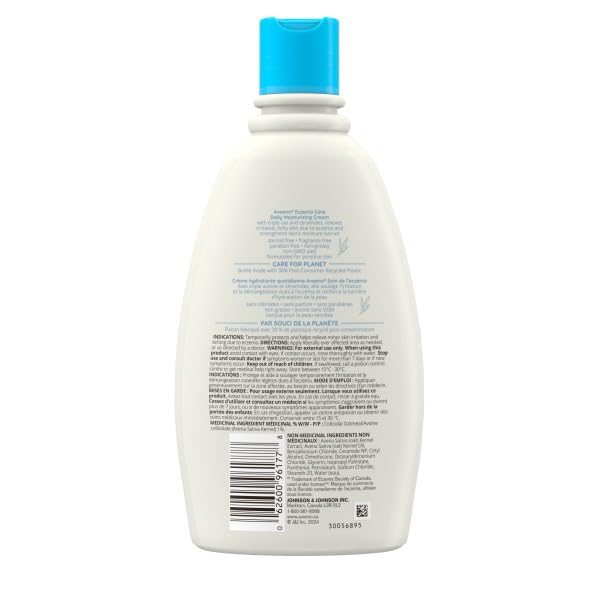 Aveeno Baby Eczema Care Daily Moisturizing Body Cream for Sensitive Skin, Soothing Eczema Relief Cream, Colloidal Oat & Ceramide for Dry & Itchy Skin, Steroid- & Fragrance-Free, 330 mL - Image 7