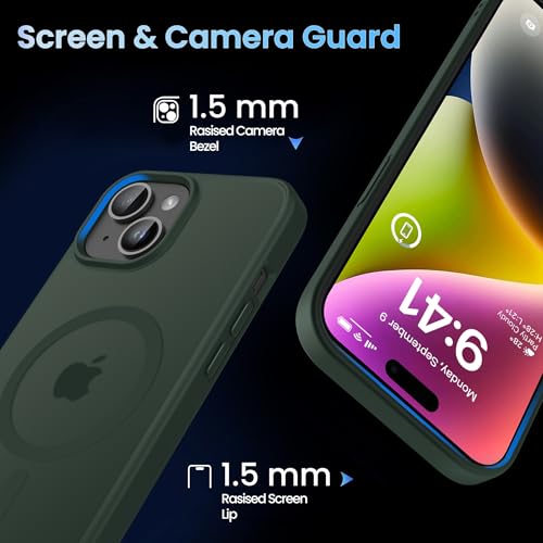 Image of CACOE Magnetic Case for iPhone 13 & iPhone 14 6.1 inch, Dark Green