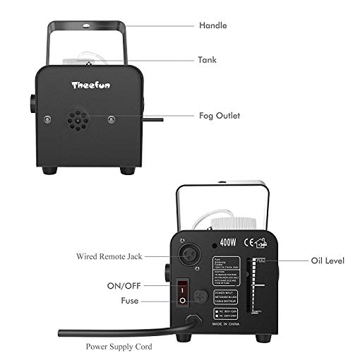 Máquina de Humo Portátil de 400 W con Control Remoto con Cable para Fiestas y Bodas - Salida Impresionante miniatura 7