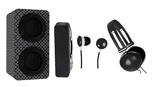 NAXA Electronics NAS-3061A Portable Bluetooth Stereo Speaker Entertainment Pack with Headphones, Earphones