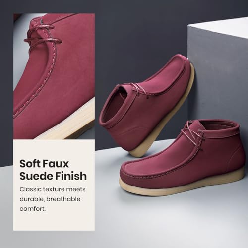 Image of Amali Casual Chukka Boots for Men, High-Top, Lace Up Suede Men's Shoes, Desert Boots with Crepe Rubber Sole