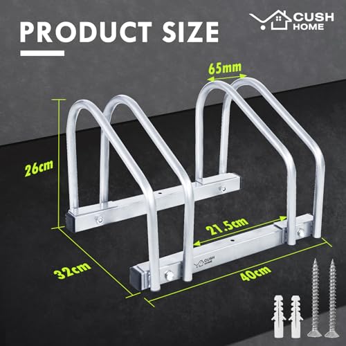 CCLIFE Fahrradständer Boden für 2 Fahrräder mit Reifenbreiten bis 65 mm Eisen Fahrradhalter 40 x 32 x 26 cm