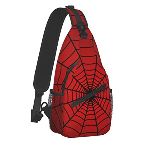 YANGDADA Red Spider Web Unisex Crossbody Backpack Sling Bag for Men Women One Shoulder Chest Bags Triangle Rucksack Strap for Gym Sport Travel Hiking Casual Outdoor Walking Biking Cycling Daypack Cover