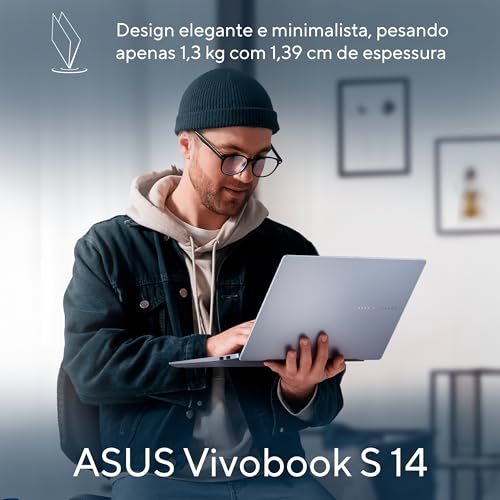 Notebook ASUS Vivobook S 14, Core Ultra 7, 32 GB, 1.0 TB SSD, W11 Home, Tela 14.0'' OLED, Mist Blu