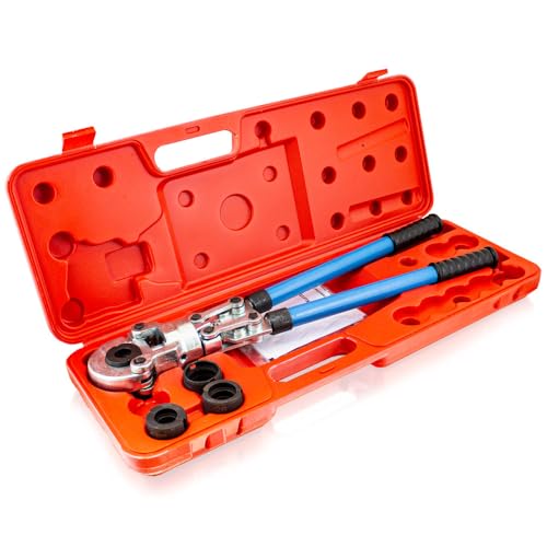 BITUXX Rohrpresszange Presszange Handpresszange 60kN für Alu Verbundrohr TH-Kontur bis 16-20-26-32mm