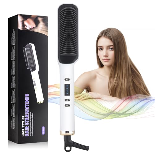 Cepillo alisador de cabello blanco con ion negativo miniatura 2
