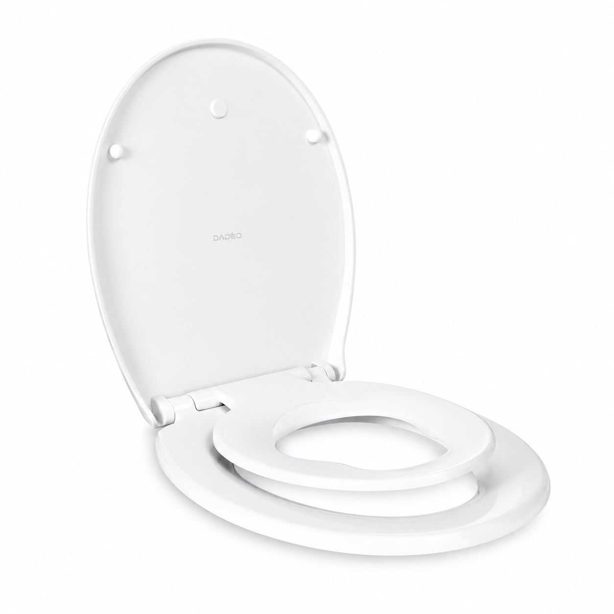 Sedile WC familiare 2 in 1 con riduttore magnetico per bambini, chiusura morbida e fissaggi regolabili, rimozione rapida (forma O)