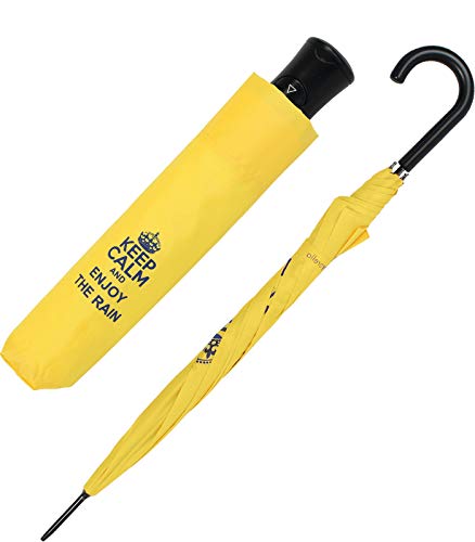 Regenschirm Set Stockschirm und Taschenschirm mit Automatik Keep Calm. - gelb Cover