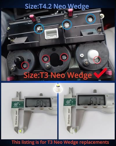 Image of WLJH 10x Blue T3 Neo Wedge Led 3030 SMD Chip 8mm Base Car Instrument Cluster Light Dashboard Gauge HVAC AC Heater Climate Control Lamps Switch Indication Interior Bulb Replacement | 3030 SMD, 12V, No Soldering, Center Console Buttons, AC Heater Climate Control, Indicator Light, Instrument Panel, 10-Pack