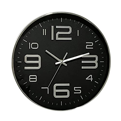 Andstar Modern 12 Inch Silent Non-Ticking Quartz Wall Clock Round White Arabic Numerals Battery Operated Decorative Wall Clocks For Living Room Home Office School(Black) #TOP10
