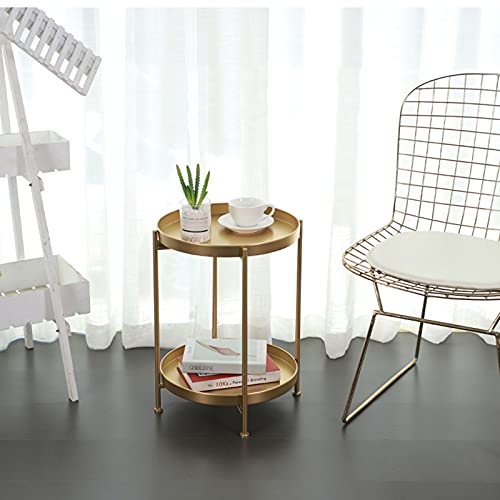 TOMYEUS Mesa lateral mesa de metal de 2 camadas mesa lateral ao ar livre mesa de cabeceira de metal